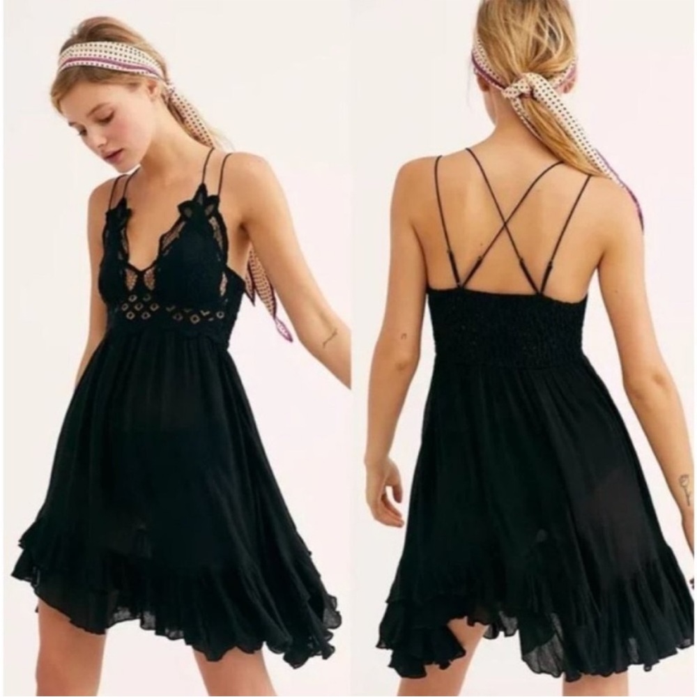 Black Lace Trim Dress